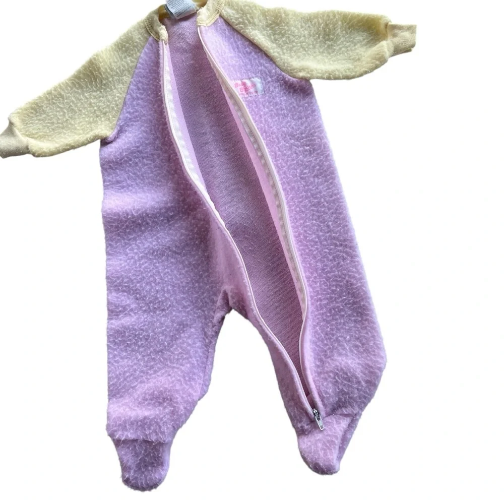 Baby Bgosh by OshKosh 6 Mon. Yellow Pink Fleece Footed Sleeper Front Zip Vintage